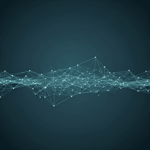 Abstract digital circuit network connecting dots and lines